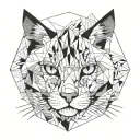 two-part cat face, geometric shapes and tattoo design idea