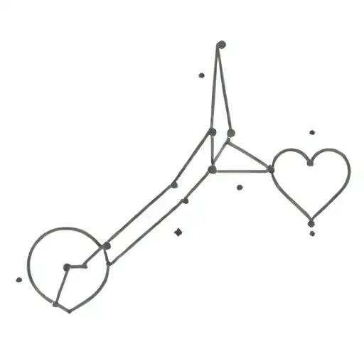 cyber heart and constellations tattoo design idea