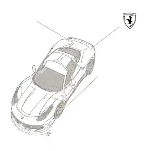 a white ferrari ( from frank ocean's song) small and minimal, clear tattoo design idea