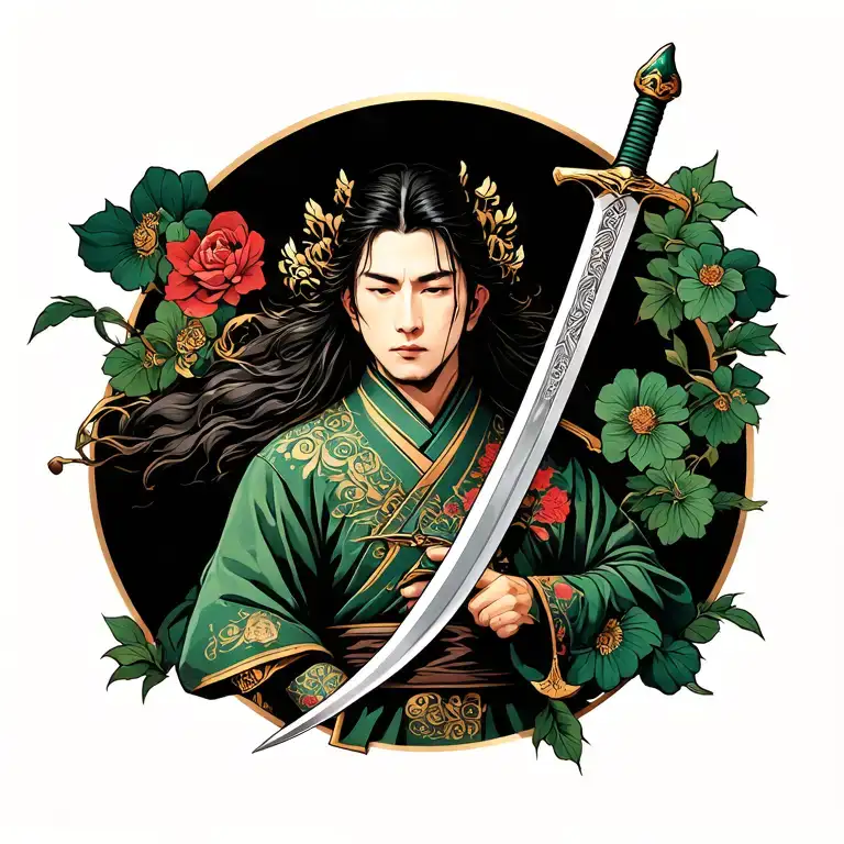 Irish sword surrounded tattoo design idea