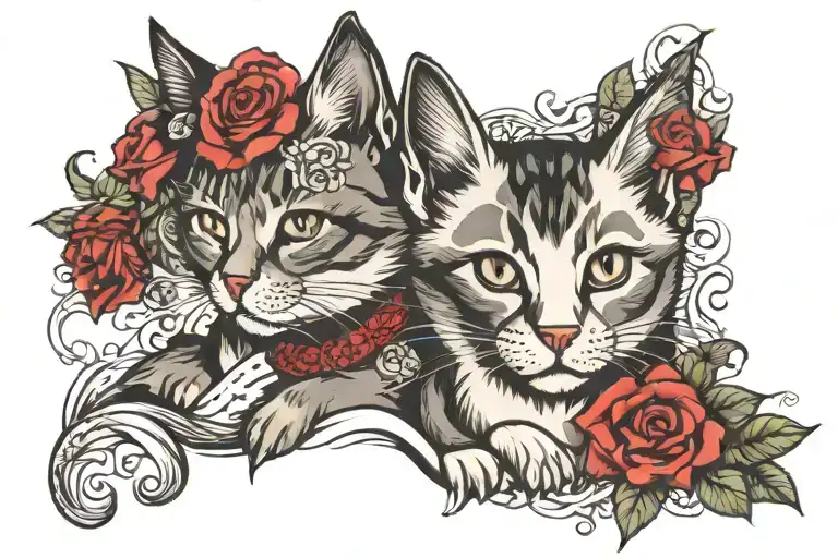 3 Kittens Gypsy tattoo design idea