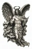 angel Gabriel killing Lucifer tattoo design idea