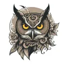owl face surrounded being thrown nd tattoo design idea