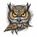 owl face surrounded being thrown nd tattoo design idea