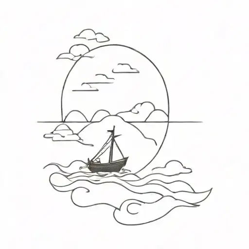small boat on high tides  tattoo design idea