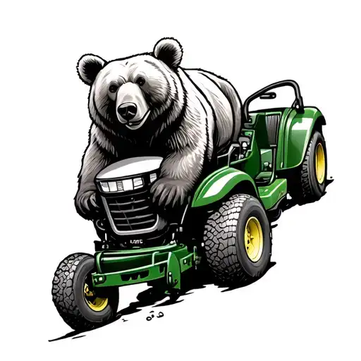 bear on John Deere mower tattoo design idea
