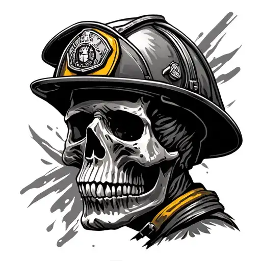 firefighter skull tattoo design idea