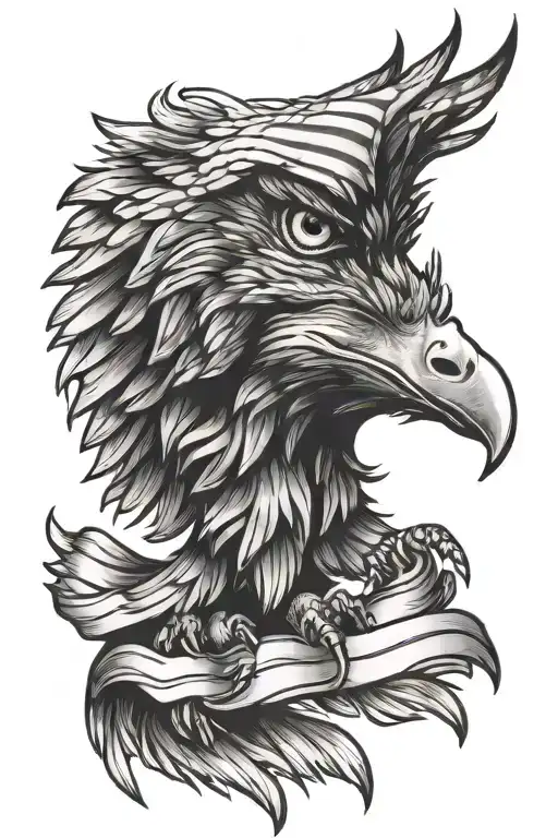 screaming eagle with American flag intertwined tattoo design idea