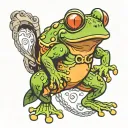 a pumped-up frog with a human torso  tattoo design idea