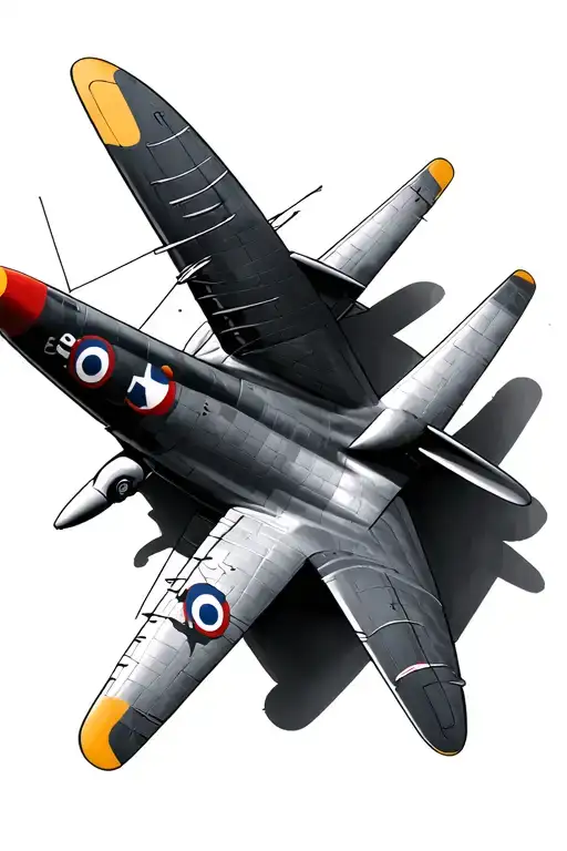 spitfire from Birds Eye's view with shadow underneath it  tattoo design idea