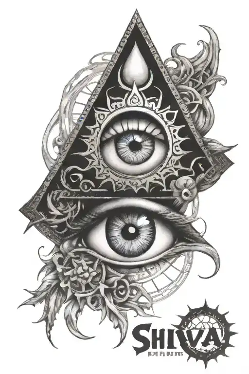Shiva third eye and eye of chaos tattoo design idea