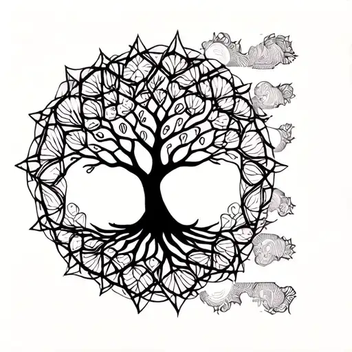 Bodhi tree simple outline tattoo design idea
