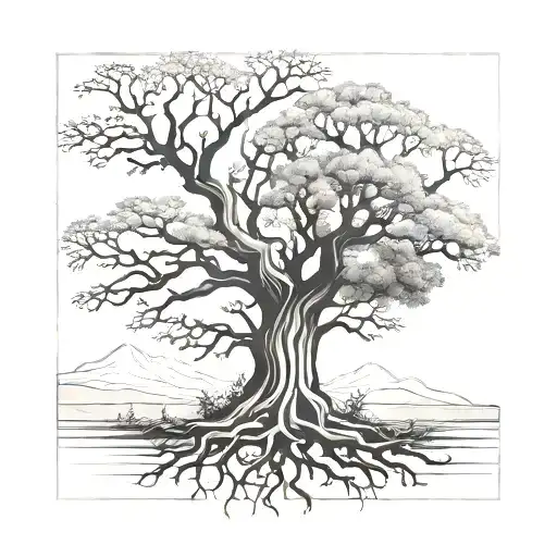 Posion tree silhouette tattoo design idea