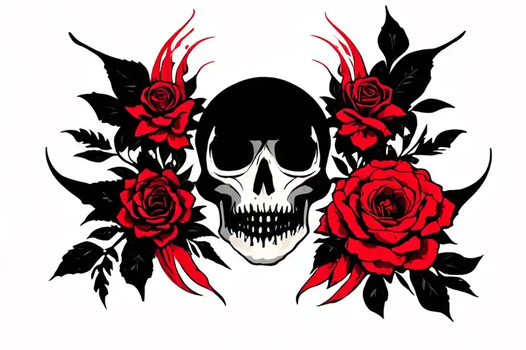 black with red accents flash sheet tattoo design idea