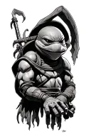 ghost with ninja turtle mask tattoo design idea