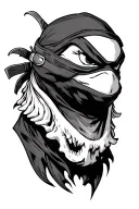 ghost with ninja turtle mask tattoo design idea