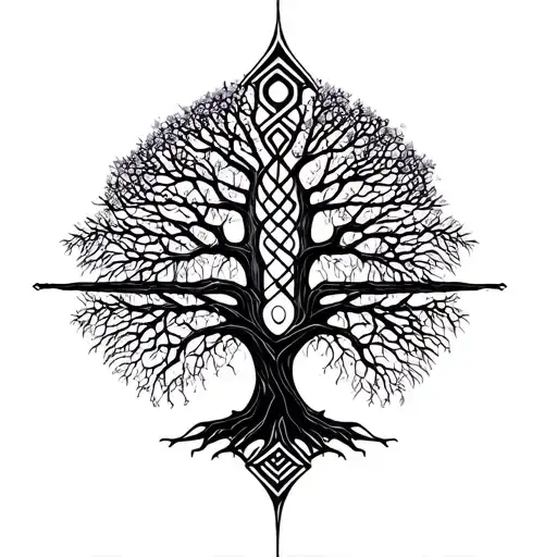 dna symbol comming from a tree tattoo design idea