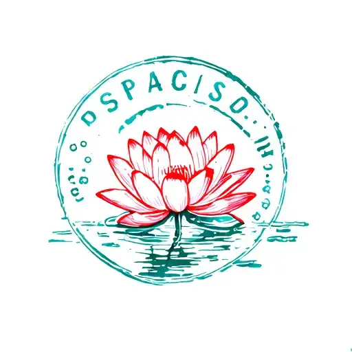 postage stamp with water lily inside tattoo design idea