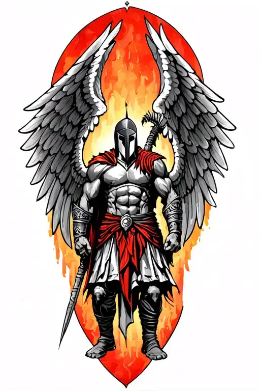 spartan warrior with wings tattoo design idea