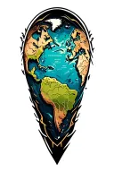 world map adventure tattoo design idea