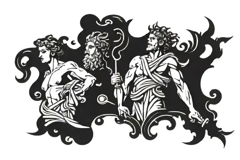 Greek gods on Olympus very well defined, which looks like a work of art tattoo design idea