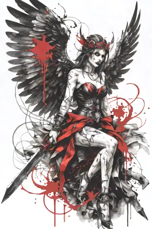 winged valkyrie tattoo design idea