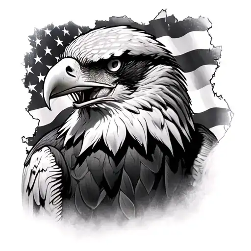 American flag torn edges bald eagle menacing tattoo design idea