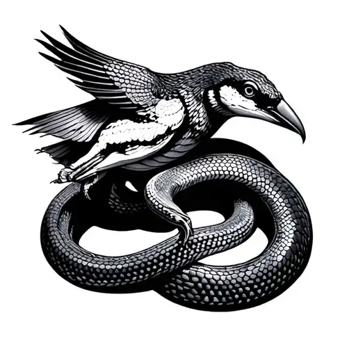 snake eating a bird tattoo tattoo design idea