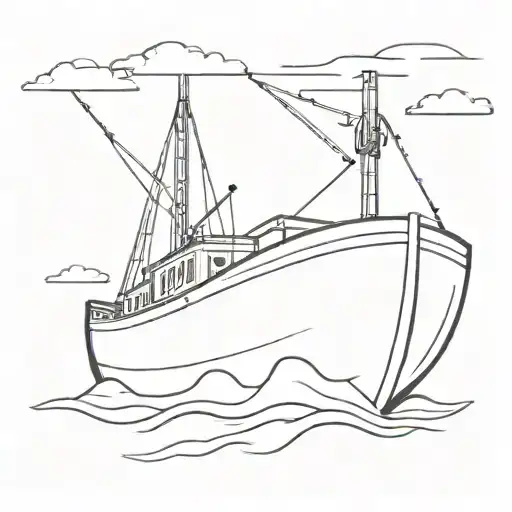 line drawing of an ark boat. very minimalistic  tattoo design idea