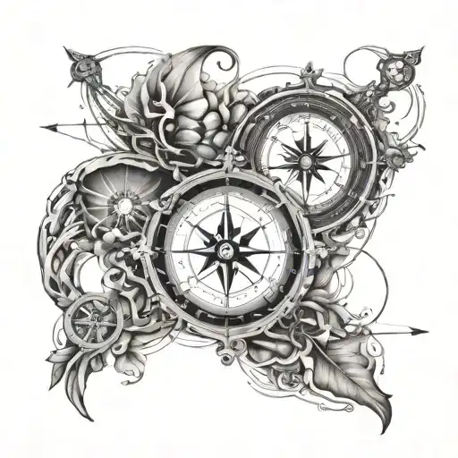 Quantum Entanglement + veg visor compass tattoo design idea