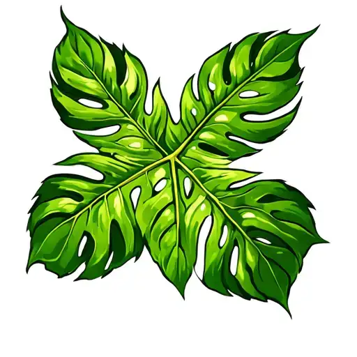 cannabis monstera leaf transforming tattoo design idea