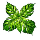 cannabis monstera leaf transforming tattoo design idea