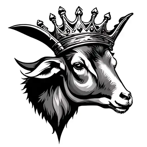 lambs head with crown tattoo design idea