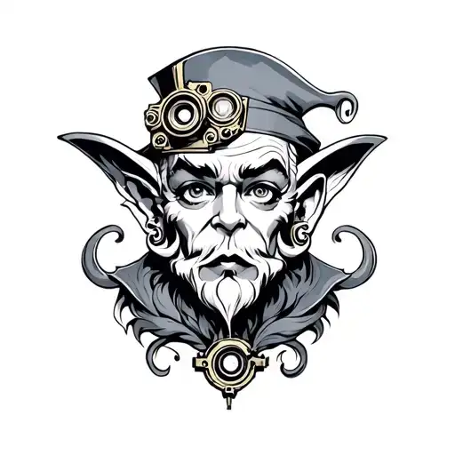 steampunk genie tattoo design idea