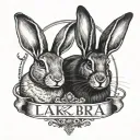 2 rabbits with the words "Lakra" and "Roger" tattoo design idea
