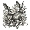 2 rabbits with the words "Lakra" and "Roger" tattoo design idea