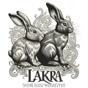 2 rabbits with the words "Lakra" and "Roger" tattoo design idea