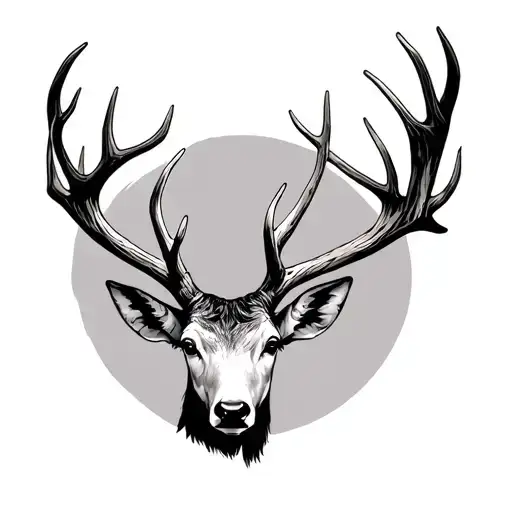 single deer antler tattoo design idea