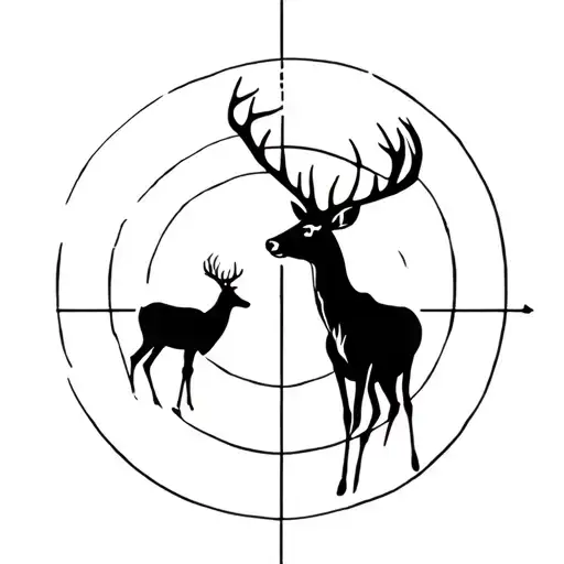 aim target pointed at deer in Forest tattoo design idea