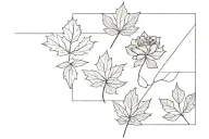Three small rectangles arranged, incorporating maple leaf and tudor rose tattoo design idea