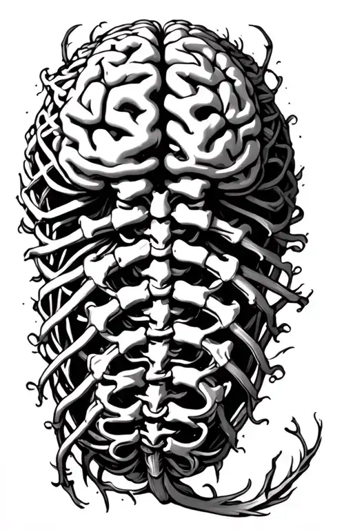 Brain nervous system spine tattoo design idea