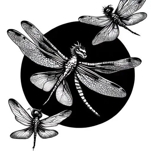 dragon flies and fairies  tattoo design idea