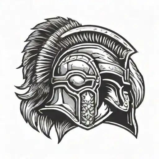 A Spartan helmet adorned with climbing gear, representing the client's love for both ancient warriors and mountain climbing tattoo design idea