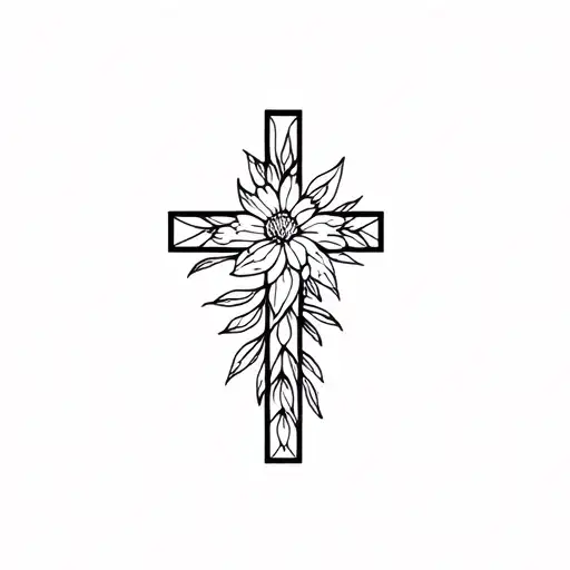 Floral Cross tattoo design idea
