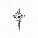 Floral Cross tattoo design idea