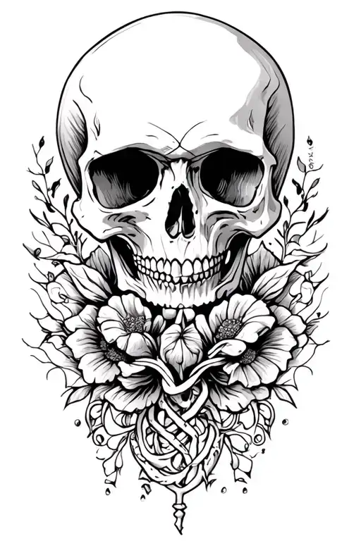 endometriosis skull tattoo design idea