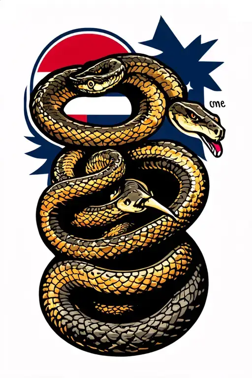dont tread on me snake mixed with come and take it cannon tattoo design idea