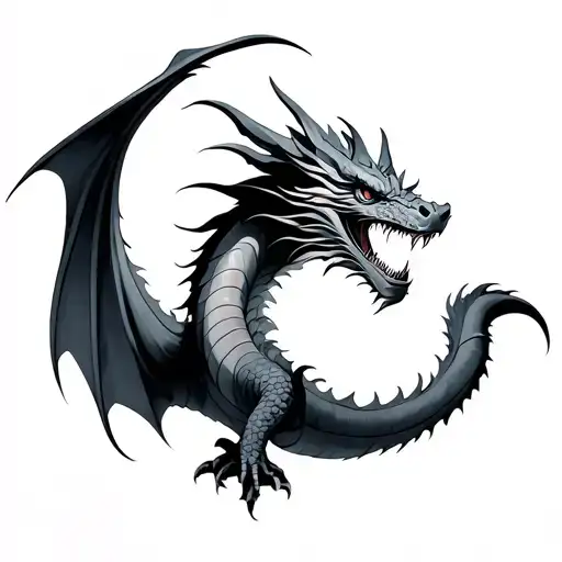 Black And Gray Dragon tattoo design idea