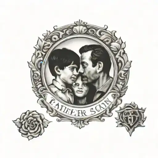 father and son 1974 2004 written tattoo design idea