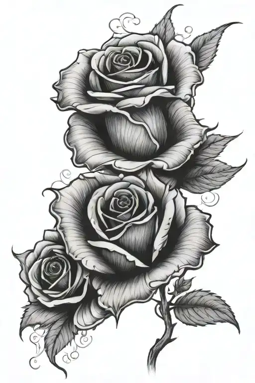 strength rose fire coming tattoo design idea
